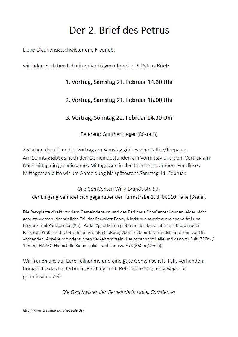 Einladung Vorträge Gemeinde GüntherHeger